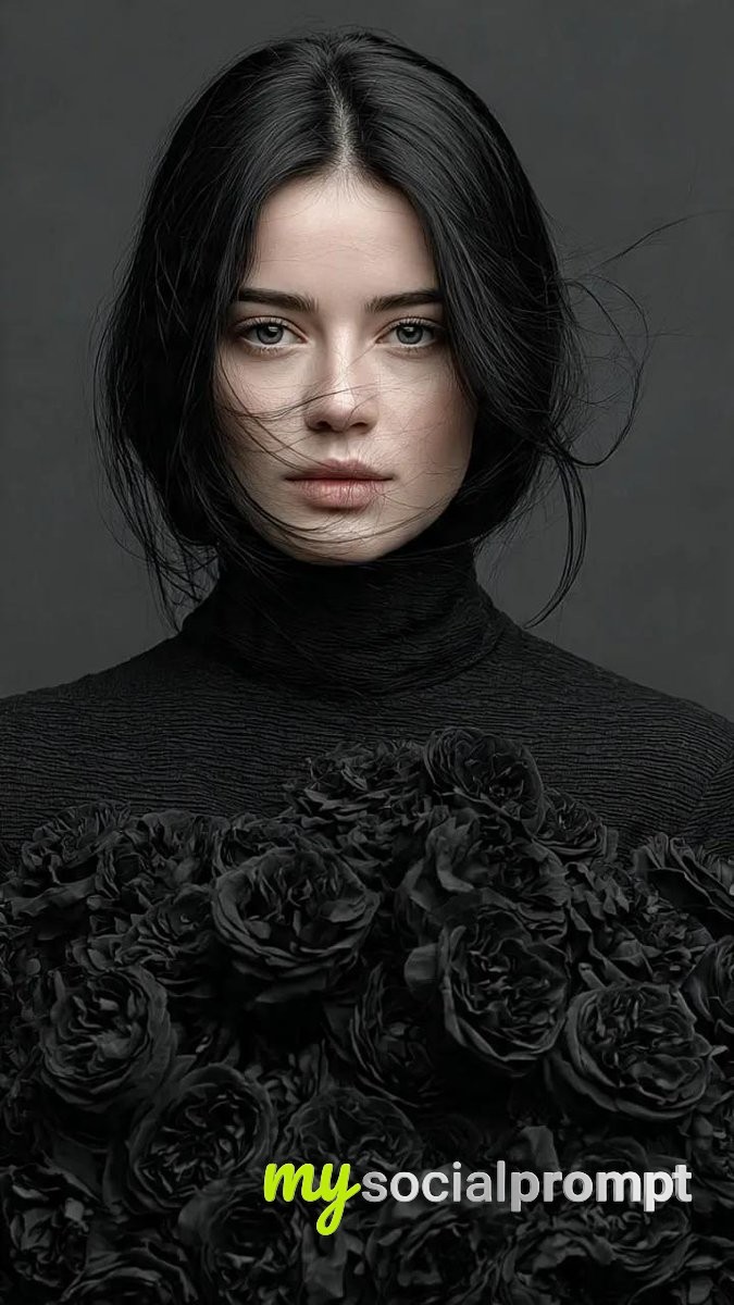nanobanana prompt: Cinematic Gothic Portrait with High-Fashion Editorial Refinement