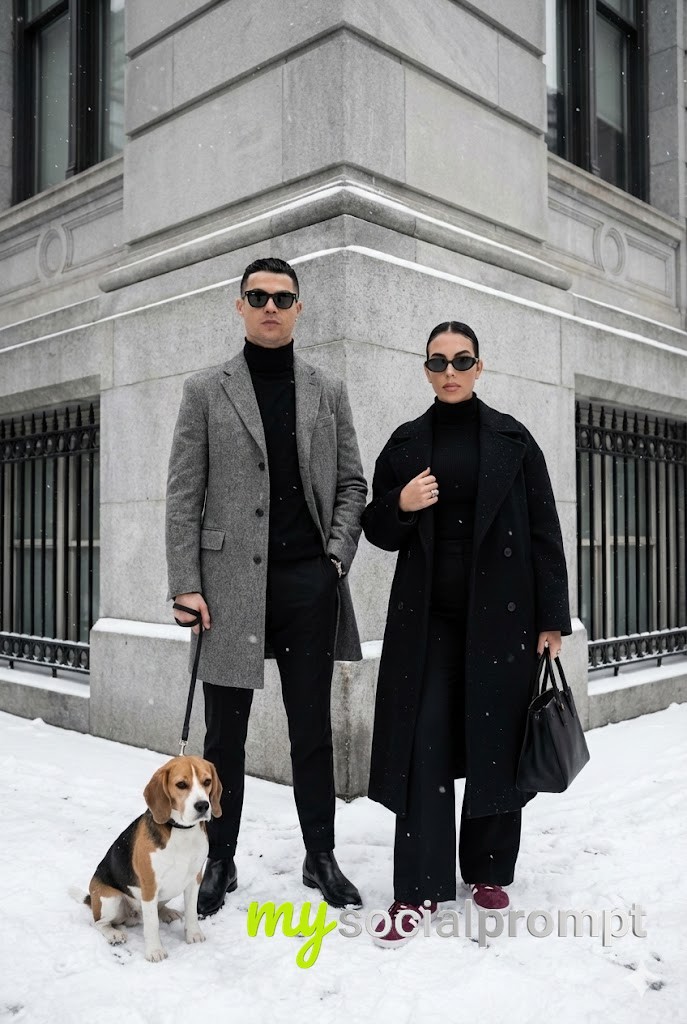 nanobanana prompt: Urban Winter Chic: Minimalist Old Money Couple Portrait 2