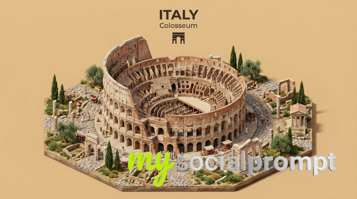 nanobanana prompt: Isometric Diorama of Iconic Architecture with PBR Materials