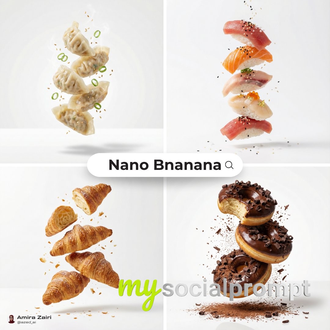 nanobanana prompt: Ultra-Realistic Macro Food Photography with Floating Composition