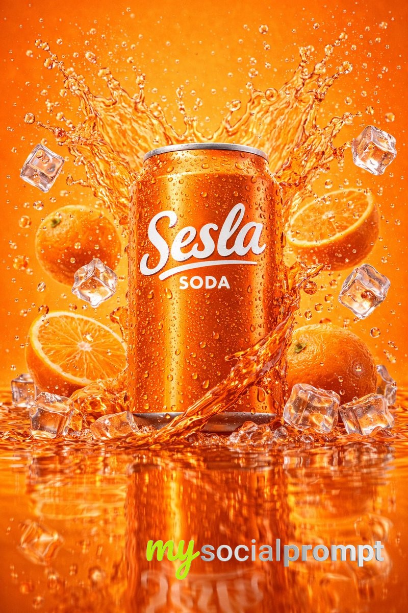 nanobanana prompt: Hyper-realistic Soda Can with Cinematic Splash Photography 2