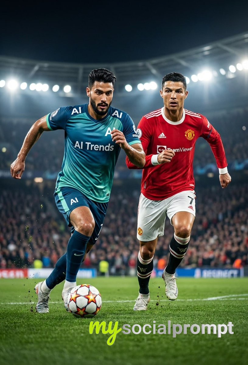 nanobanana prompt: Hyper-realistic Cinematic Football Scene with AI Trends Kit