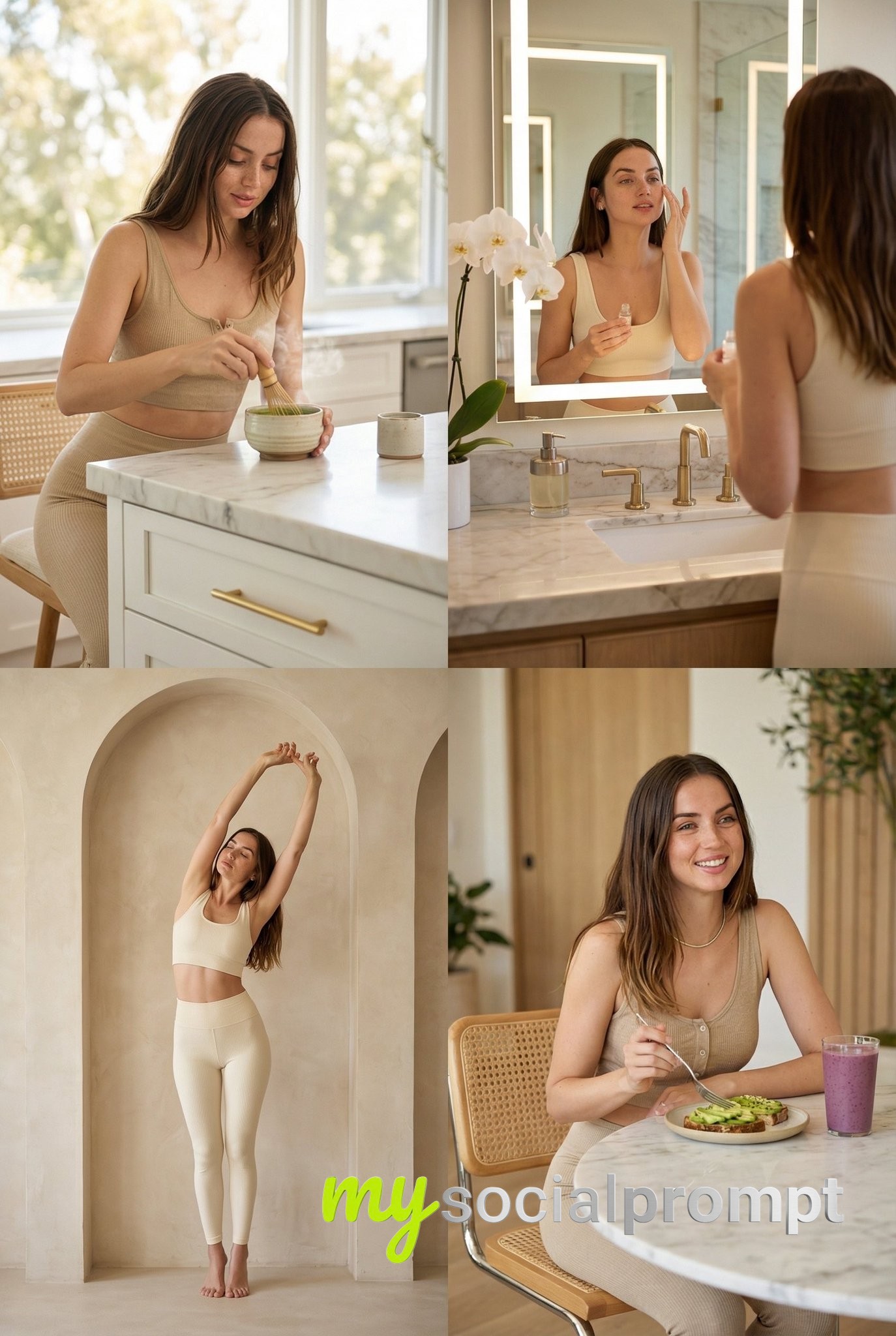 nanobanana prompt: Minimalist Wellness Lifestyle in Cinematic Natural Light
