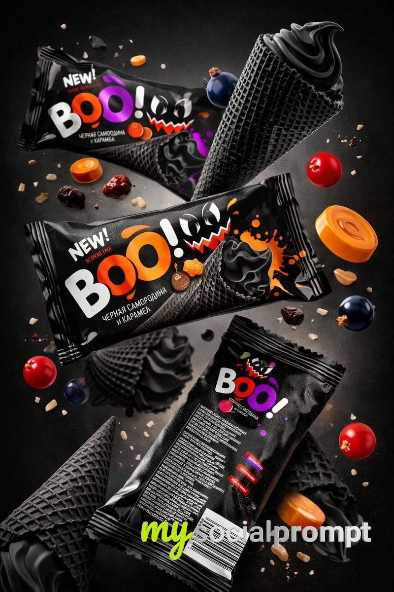 nanobanana prompt: Ultra-Realistic 8K Commercial Snack Package Photoshoot with Floating Food