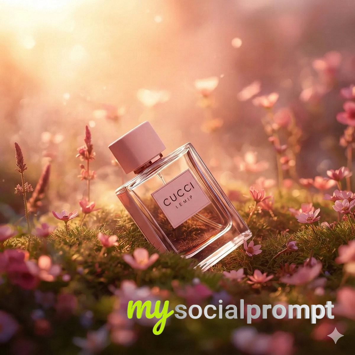 nanobanana prompt: Hyper-realistic Luxury Perfume in Fantasy Meadow with Cinematic Lighting 4