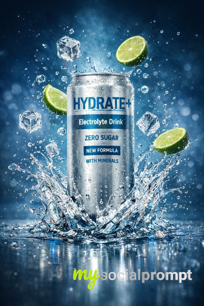 nanobanana prompt: Hyper-realistic Commercial Product Photography with Cinematic Splash Dynamics 4