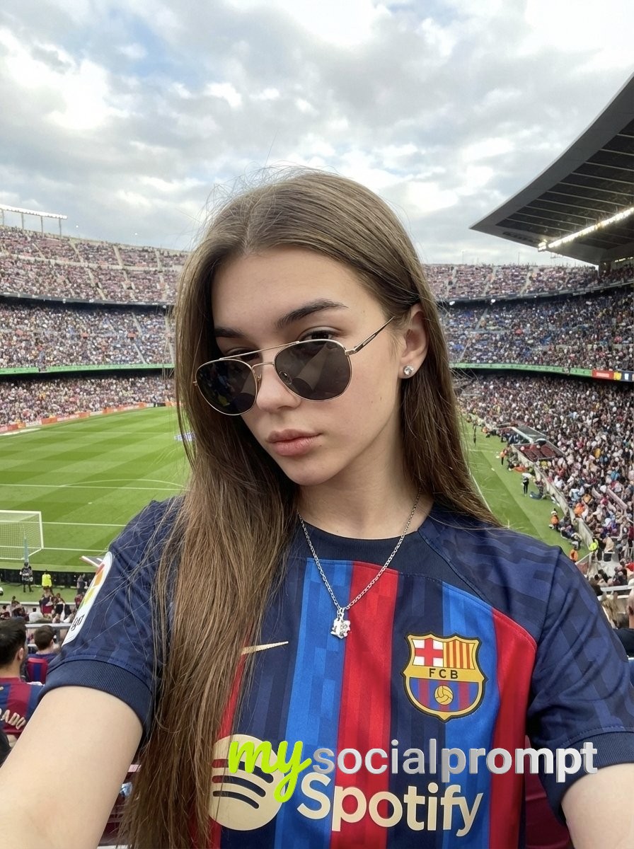 nanobanana prompt: Realistic Smartphone Selfie in Vibrant Football Atmosphere