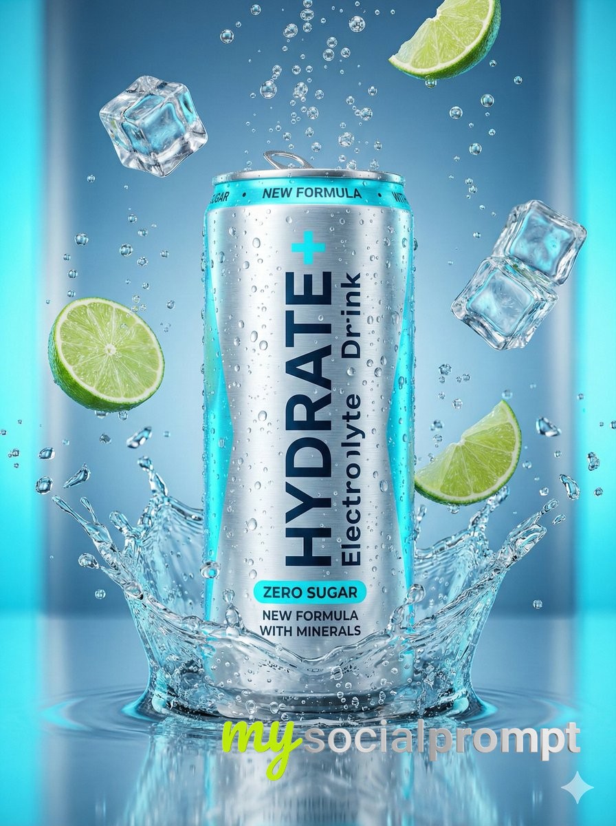 nanobanana prompt: Hyper-realistic Commercial Product Photography with Cinematic Splash Dynamics 2