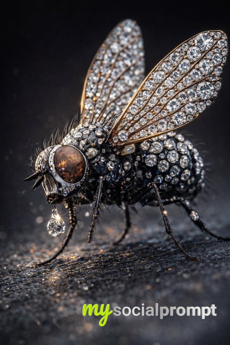 nanobanana prompt: Hyper-Realistic Mechanical & Jeweled Insects Macro Photography 3