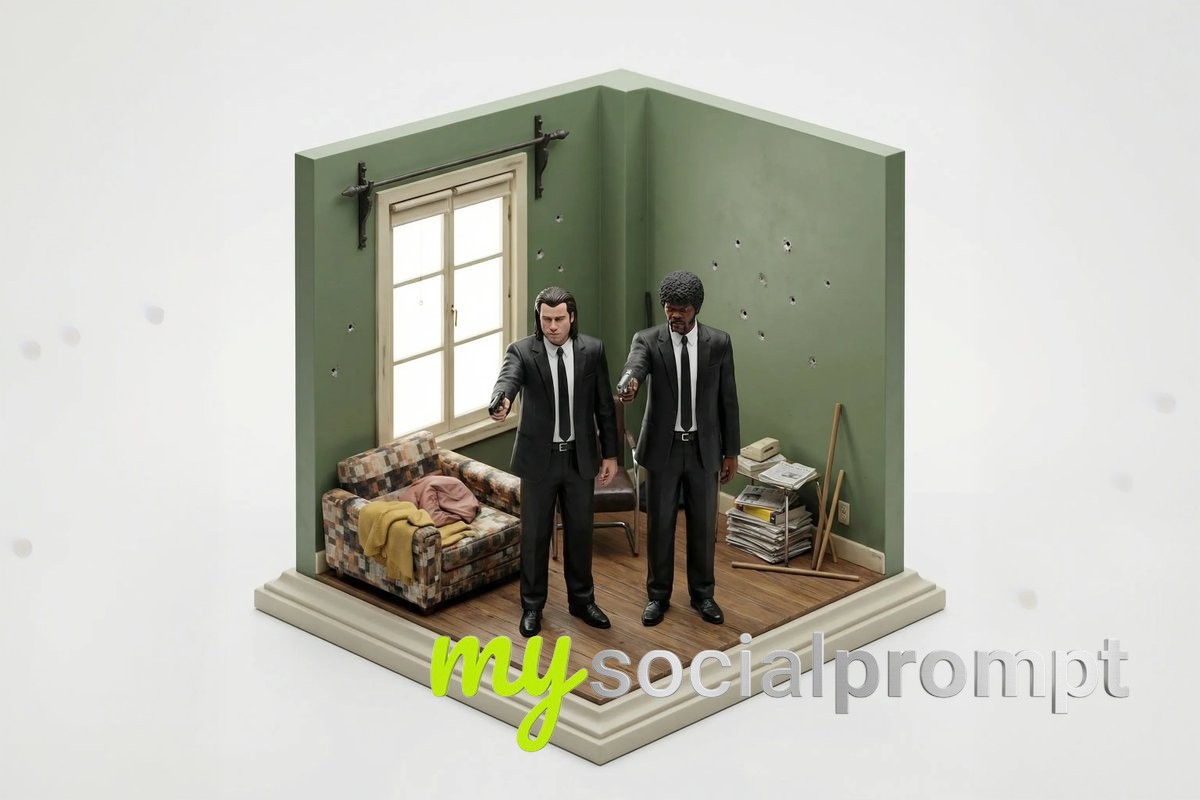 nanobanana prompt: Miniature Diorama Reconstruction with Isometric Perspective 4