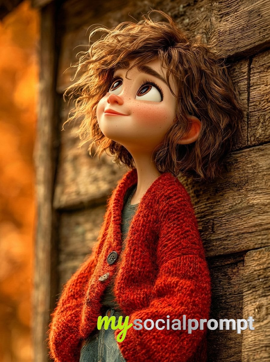 nanobanana prompt: Cozy Autumn Pixar-Style 3D Portrait with Cinematic Lighting and Warm Tones 2