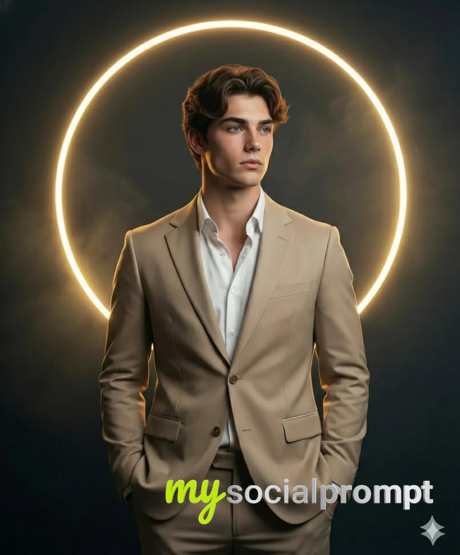 nanobanana prompt: Cinematic Portrait with Neon Halo & Atmospheric Lighting