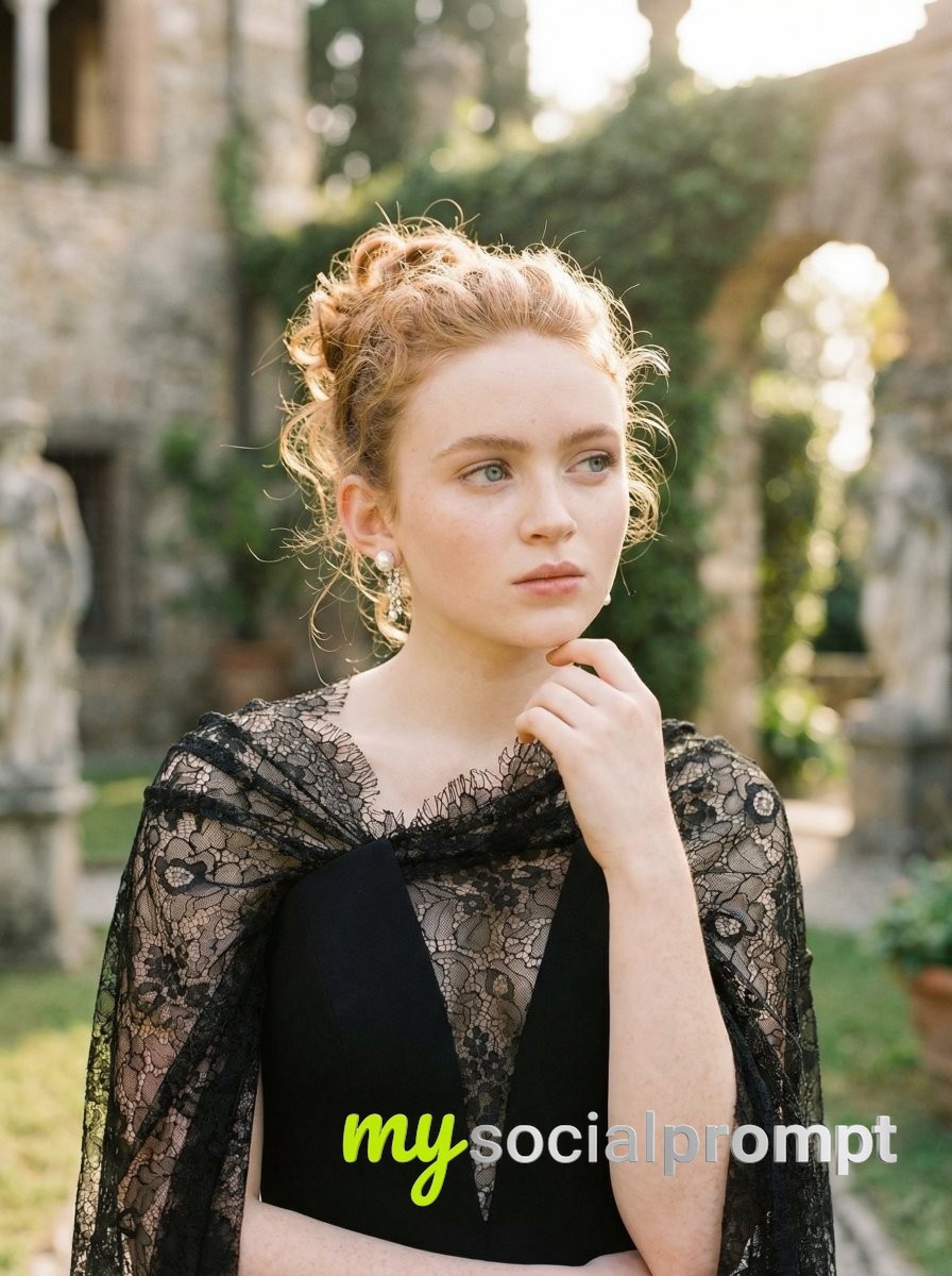 nanobanana prompt: Fine Art Portrait of Sadie Sink in European Aristocracy Style 2
