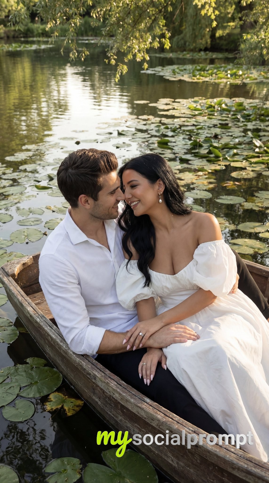 nanobanana prompt: Romantic Editorial Photography with Cinematic Lighting on Lily Pond