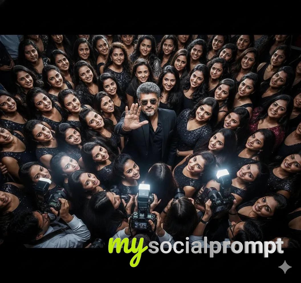 nanobanana prompt: Hyper-realistic Paparazzi Frenzy with Cinematic High-Angle Composition