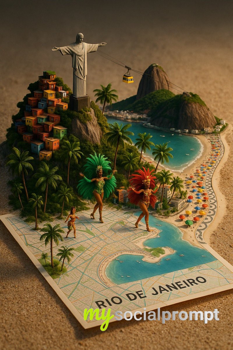 nanobanana prompt: Photorealistic Urban Diorama with Cinematic Lighting & Street-Style Map 3