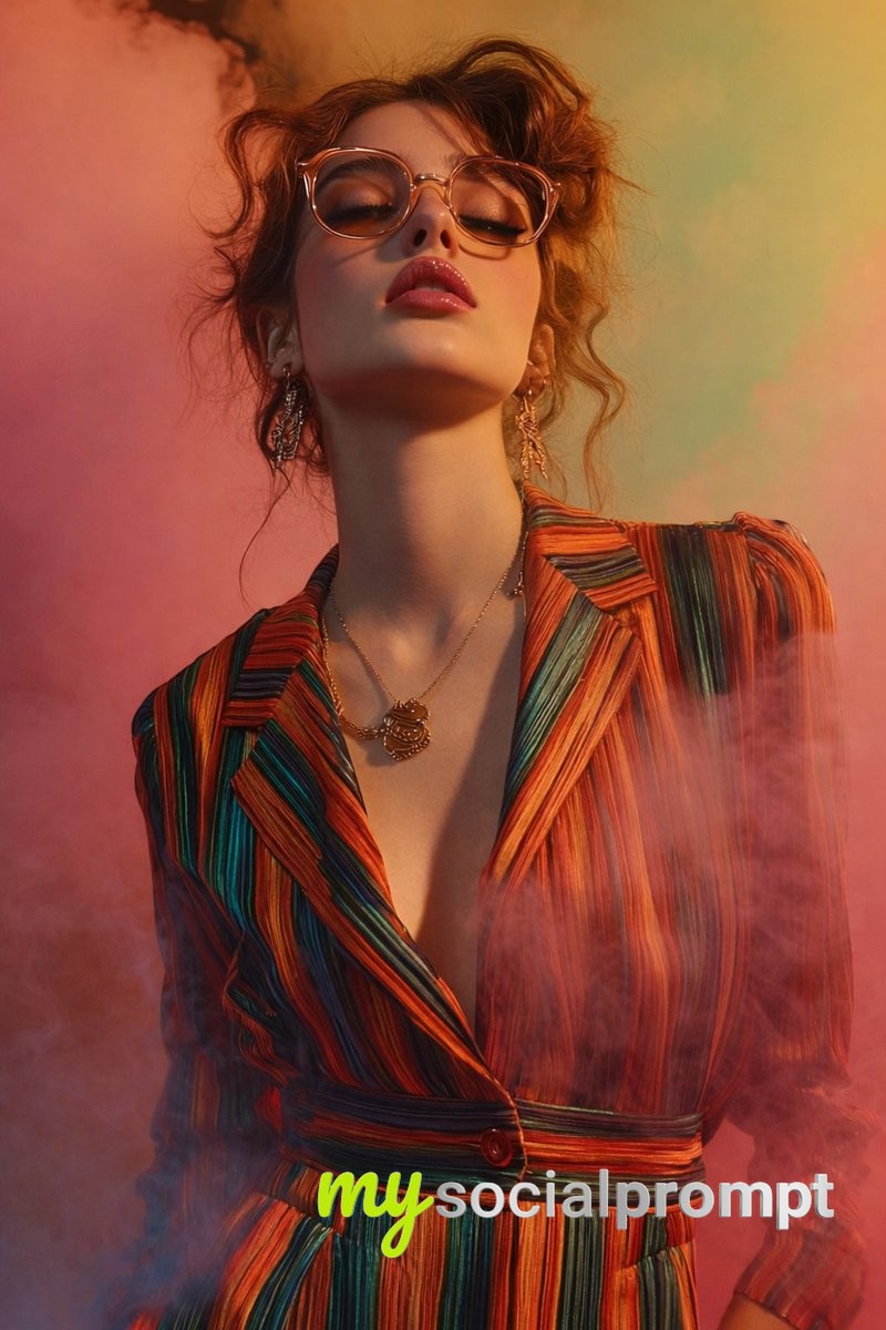 nanobanana prompt: Fashion Portrait with Cinematic Lighting & Abstract Atmosphere