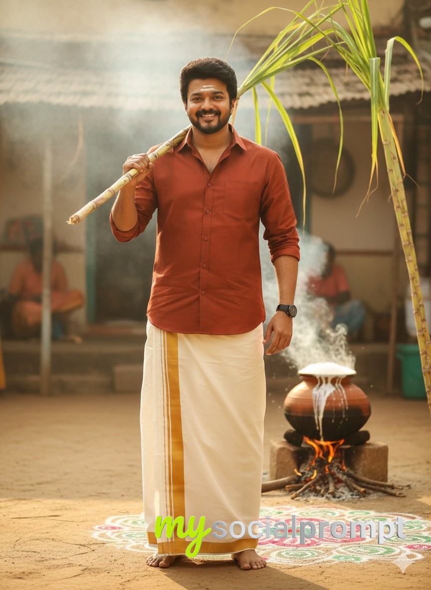 nanobanana prompt: Ultra-Realistic South Indian Pongal Festival Portrait with Cinematic Lighting 4