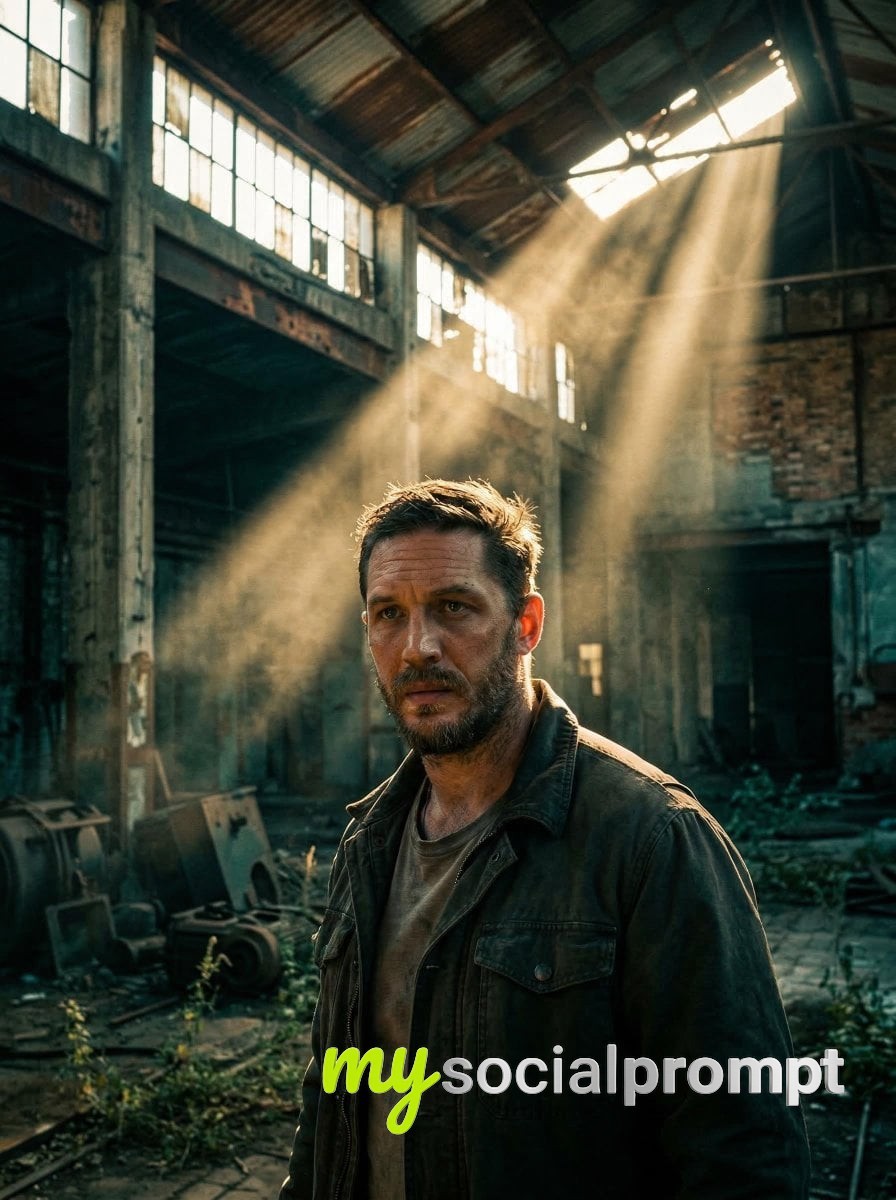 nanobanana prompt: Dramatic Cinematic Portrait with Volumetric God Rays