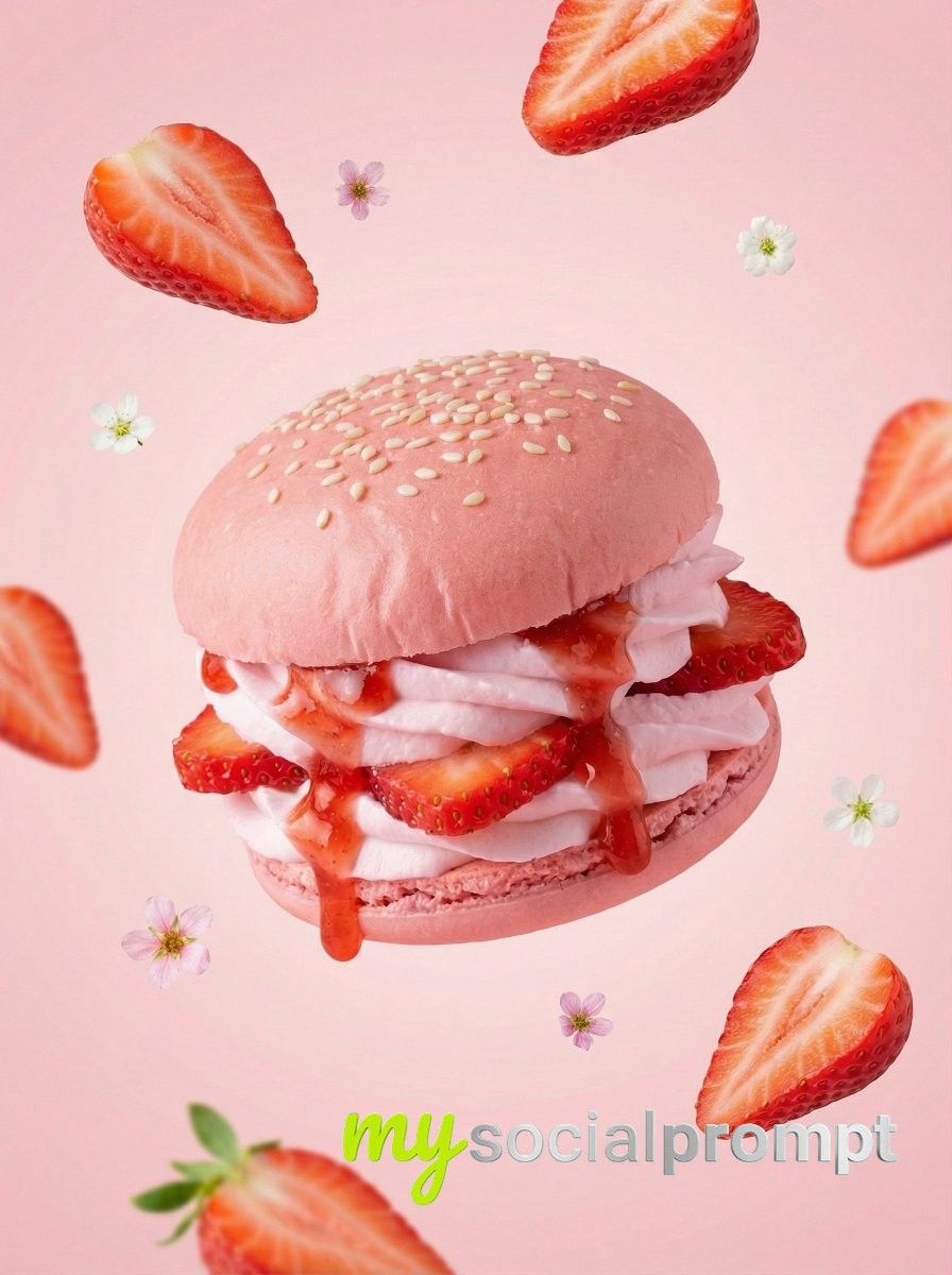 nanobanana prompt: Hyper-realistic Banana Dessert Burger with Cinematic Lighting