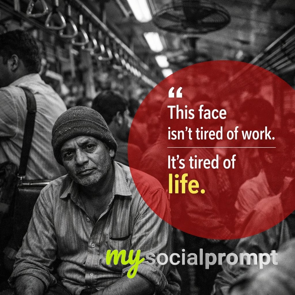 nanobanana prompt: Documentary Street Portrait in Crowded Train – Cinematic Monochrome