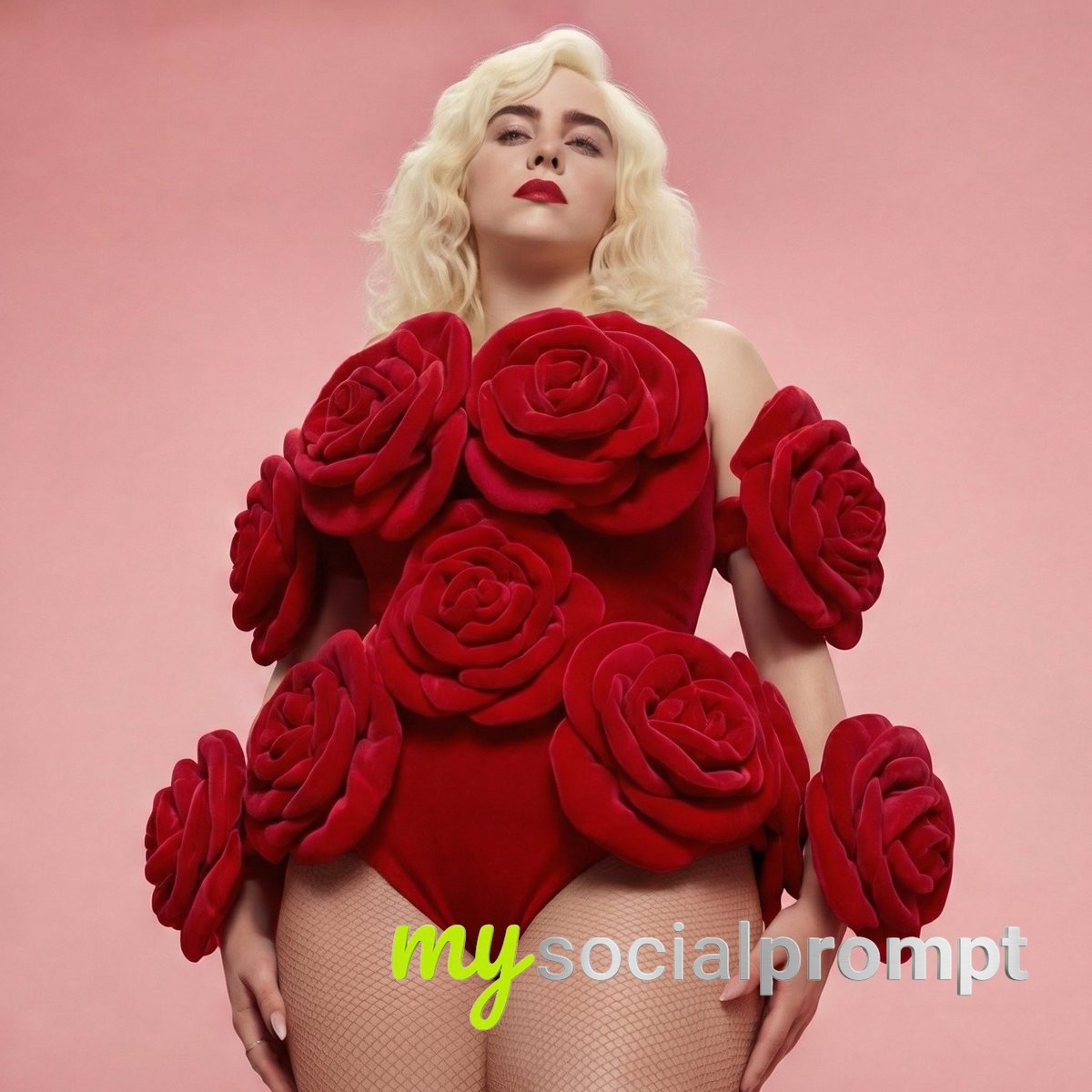 nanobanana prompt: Glam Editorial Portrait with Floral Sculptural Fashion 4