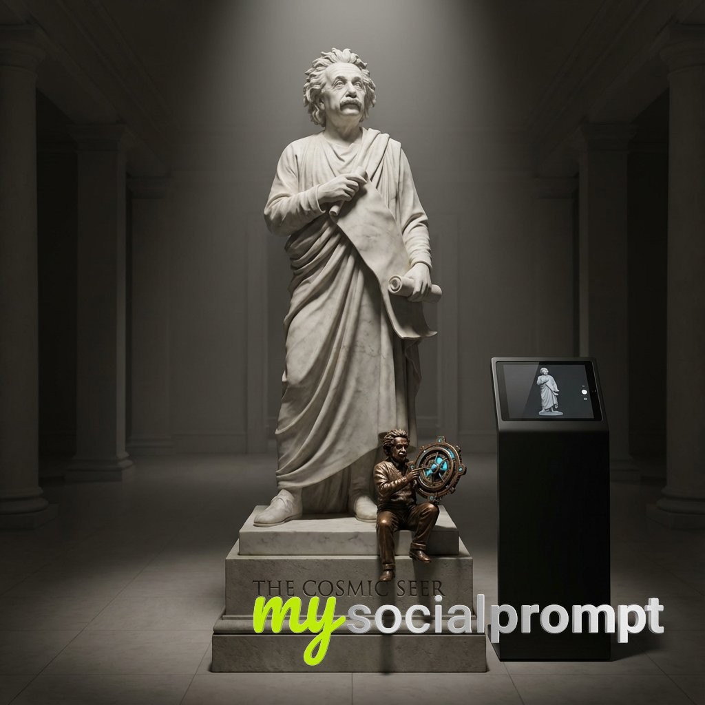 nanobanana prompt: Marble statue of a Bard (Taylor Swift) in a dark museum hall with bronze relic 2