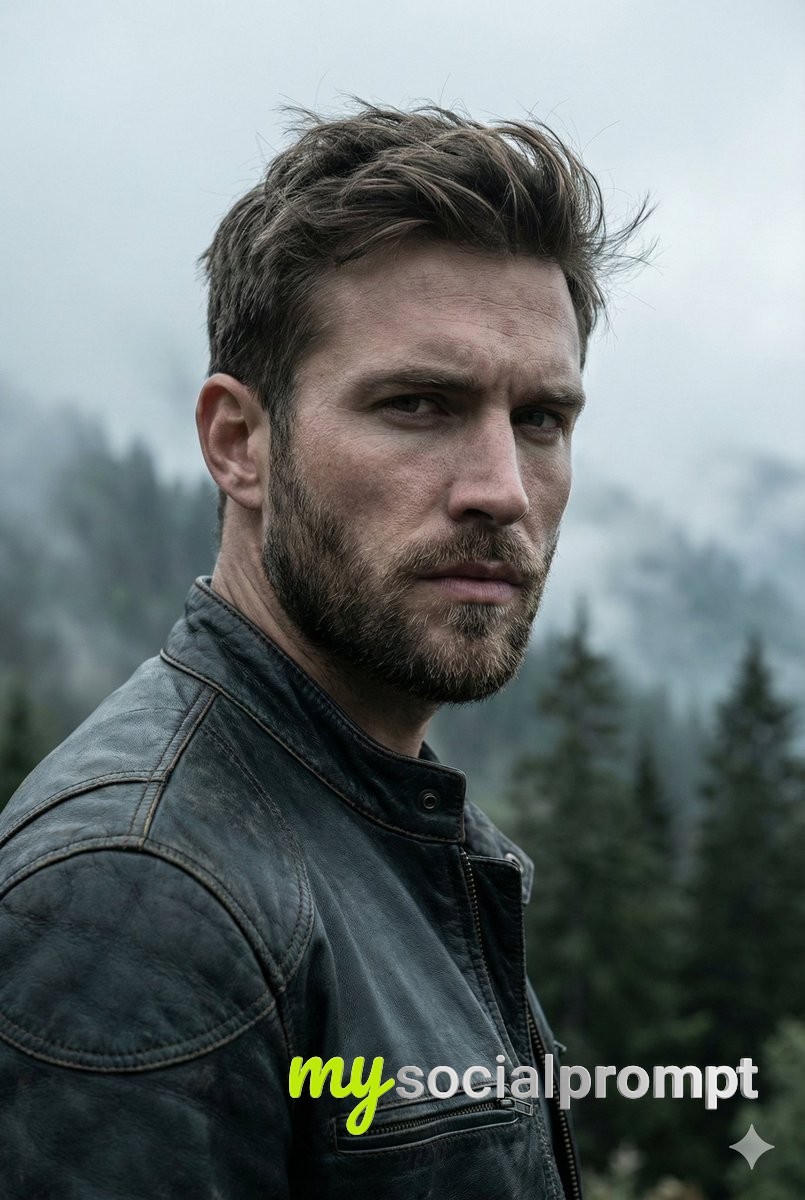nanobanana prompt: Cinematic Portrait with Rugged Outdoor Adventure Aesthetic 2