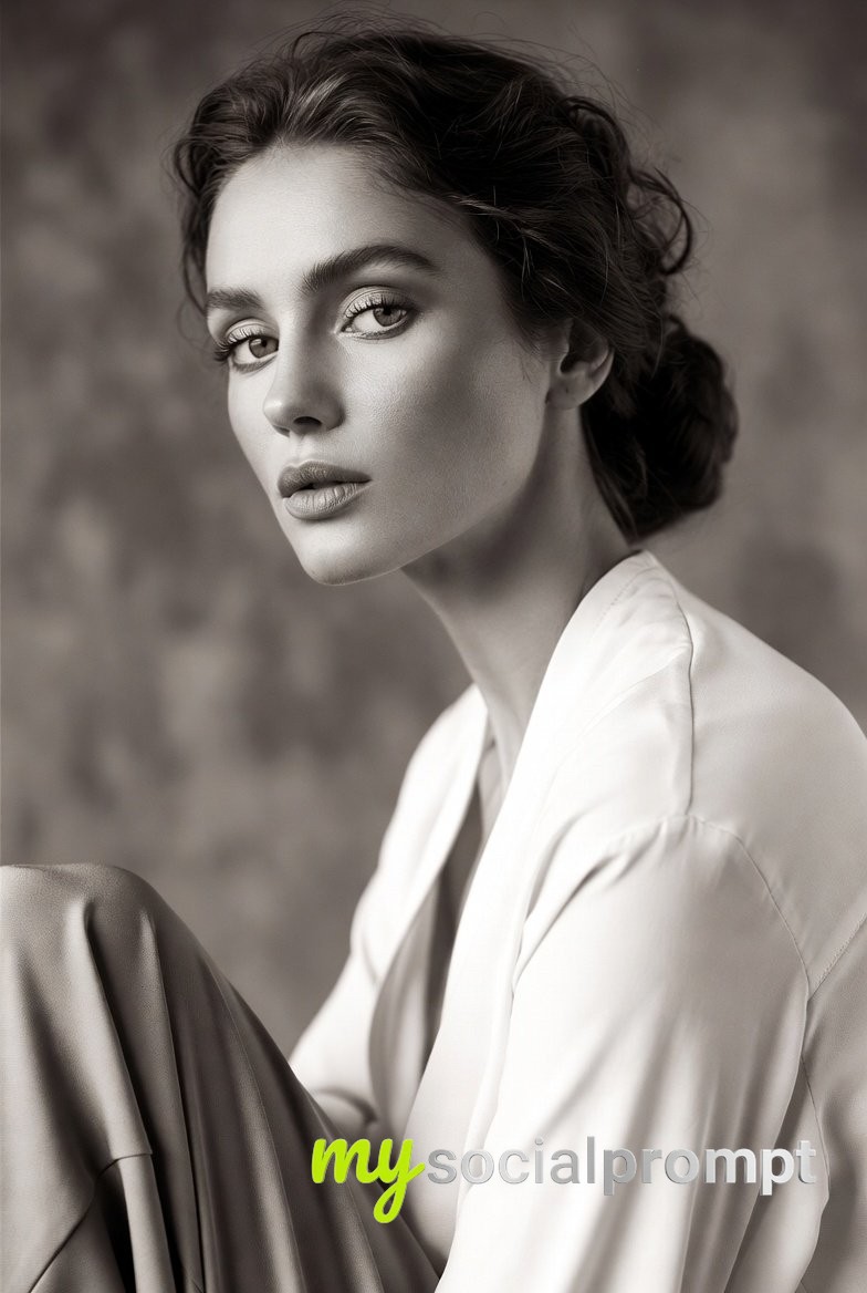 nanobanana prompt: Minimalist Black-and-White Editorial Portrait with Cinematic Lighting 3