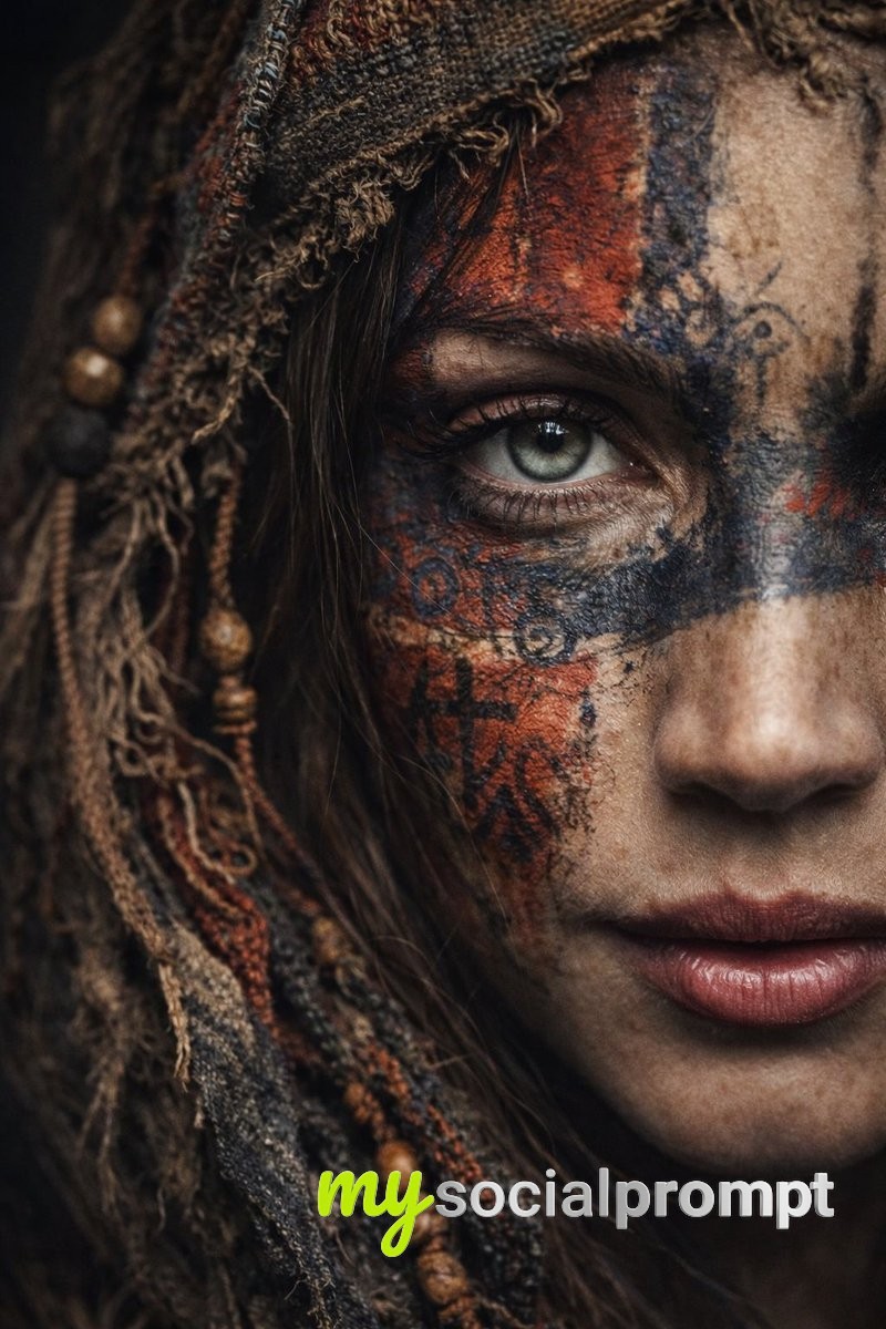 nanobanana prompt: Ultra-Realistic Tribal Portrait with Cinematic Lighting