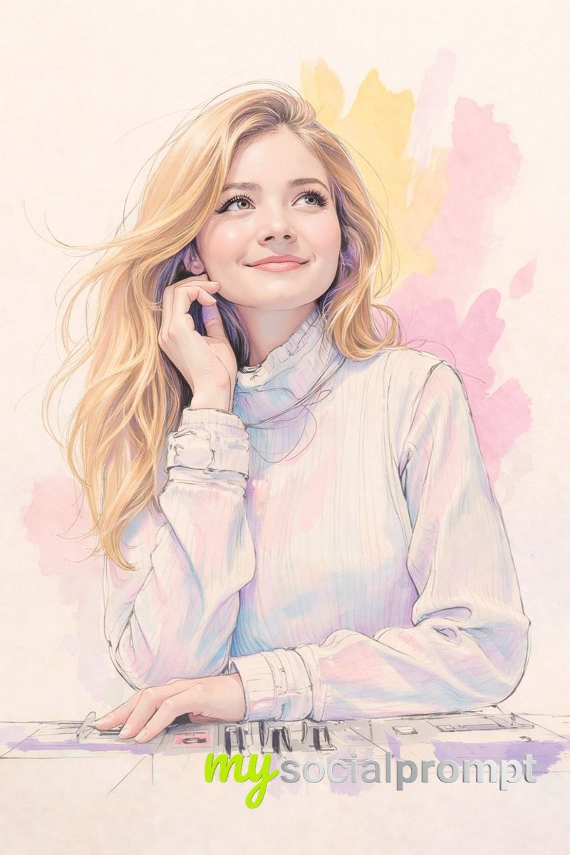nanobanana prompt: Pastel Watercolor Portrait with Soft Cinematic Lighting