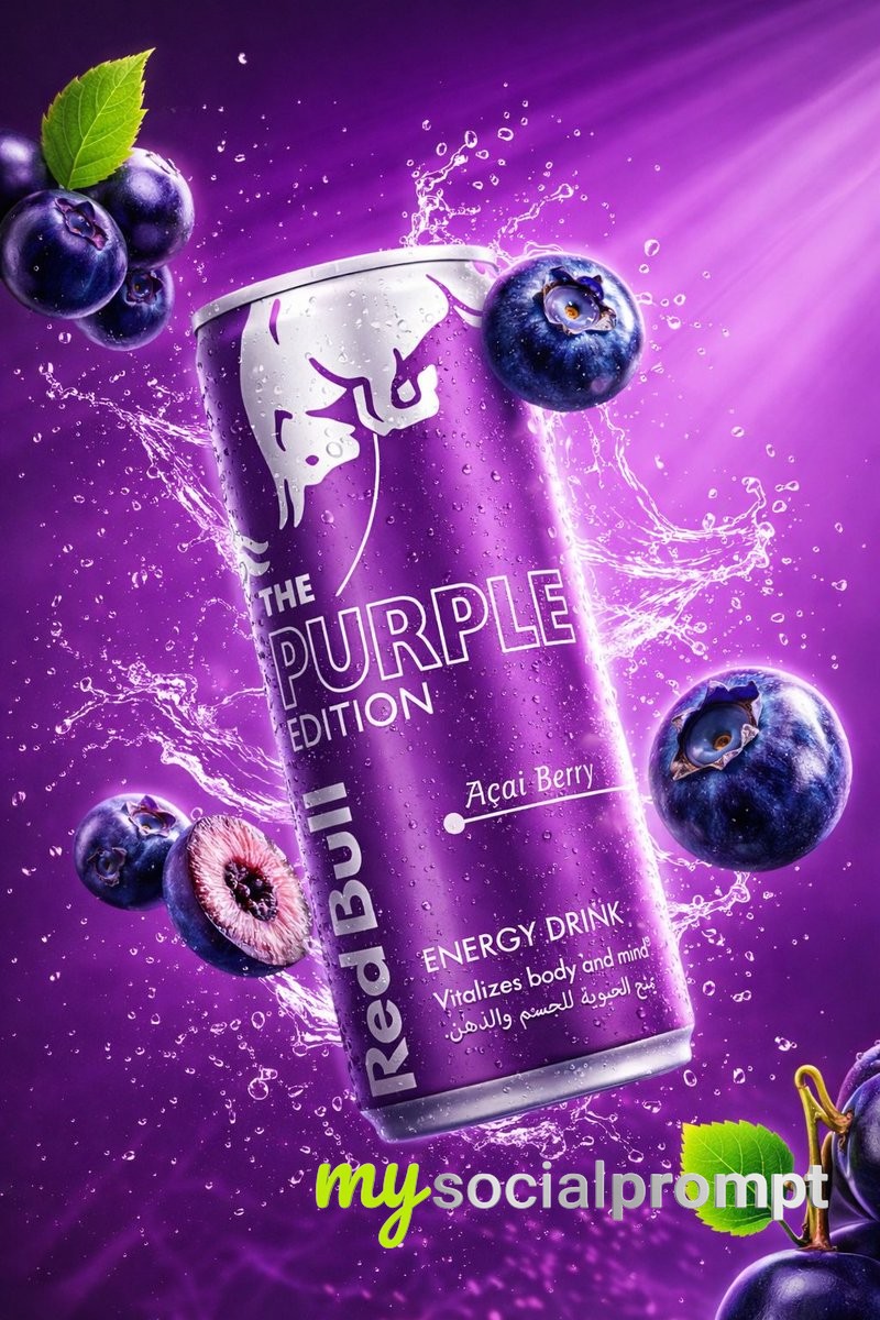 nanobanana prompt: Hyper-realistic Energy Drink Photography with Cinematic Lighting 2