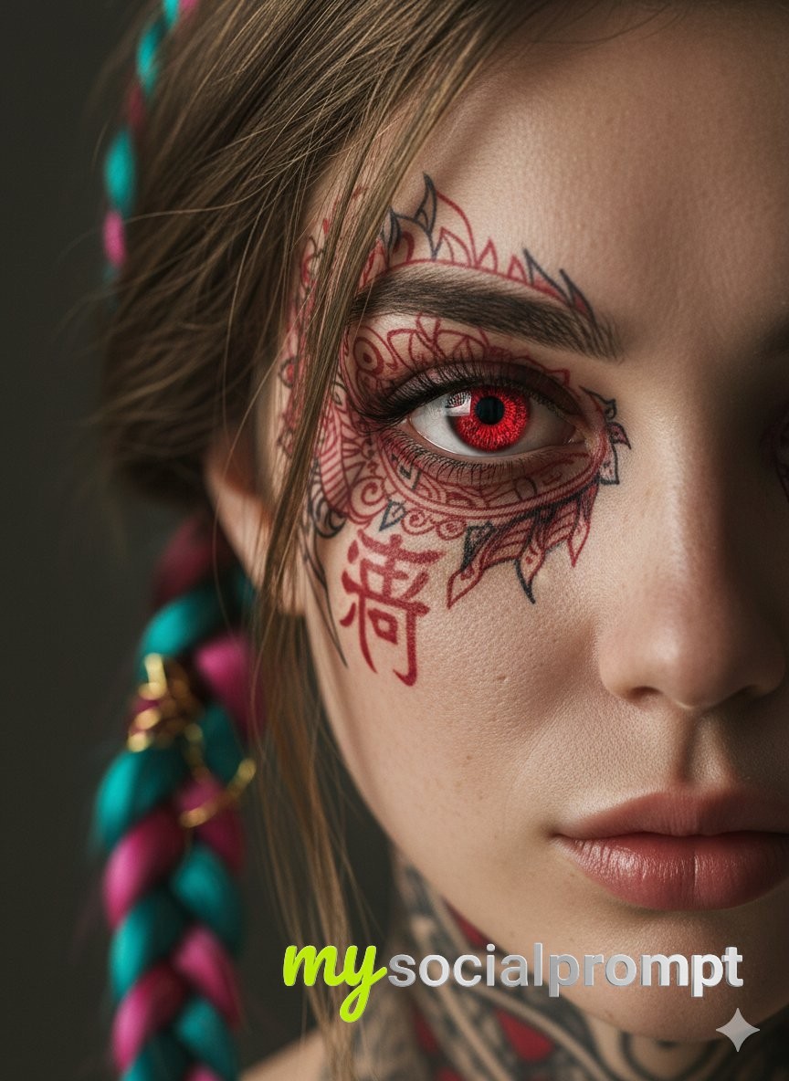 nanobanana prompt: Ultra-Realistic Cinematic Portrait with Intricate Tattoos