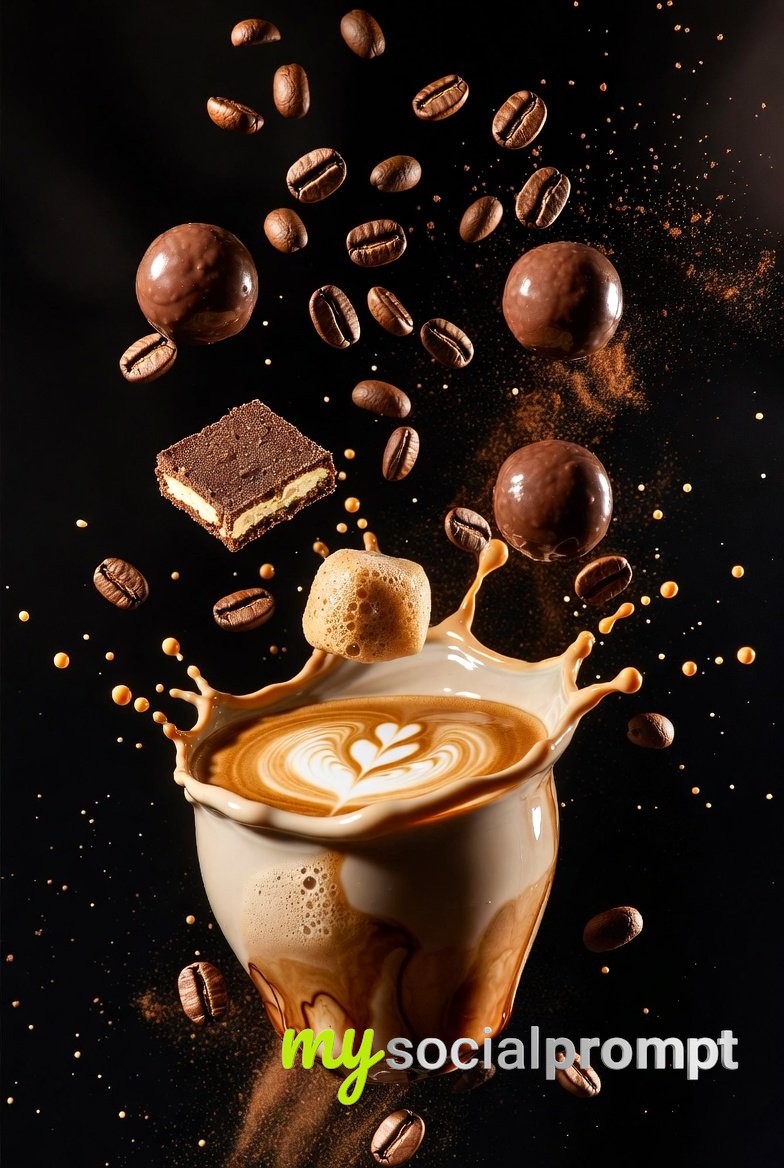 nanobanana prompt: Ultra-Cinematic Coffee Splash Photography with Hyper-Detailed Textures 2