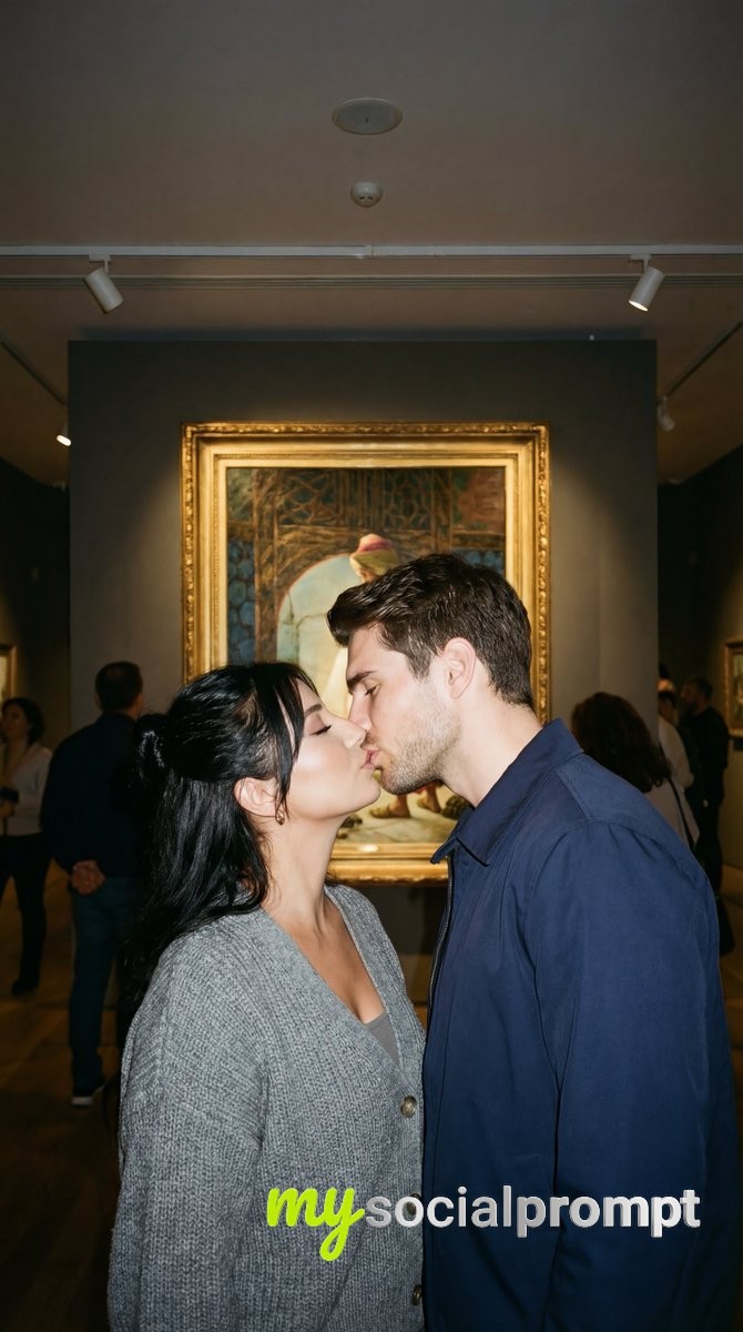 nanobanana prompt: Photoreal Candid Romance Interior Film Still at Pera Museum