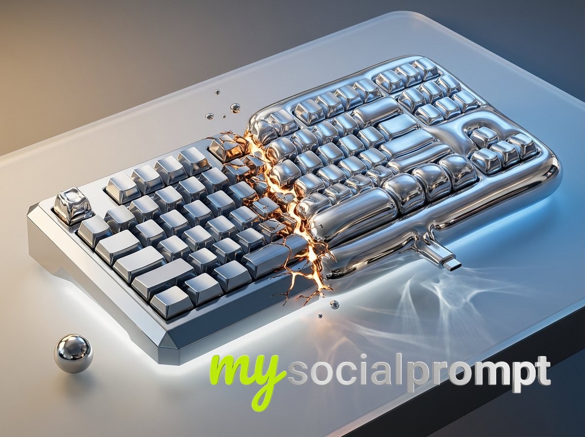 nanobanana prompt: Chrome Metamorphosis with Split Lighting & Surrealist Luxury