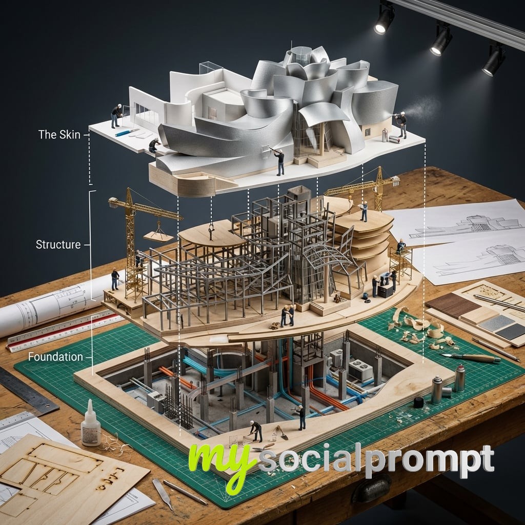 nanobanana prompt: Isometric Exploded View Diorama of Sydney Opera House