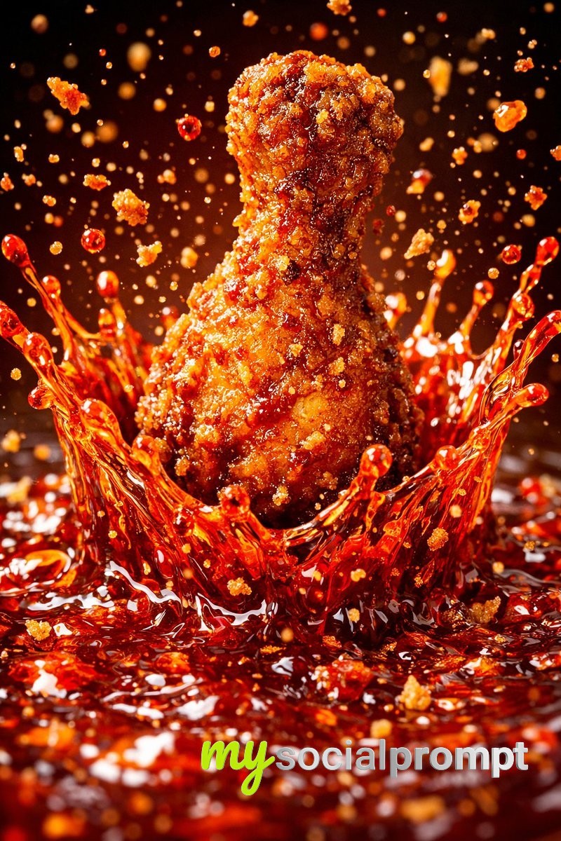 nanobanana prompt: Hyper-Visual Fried Chicken Commercial Photography Series