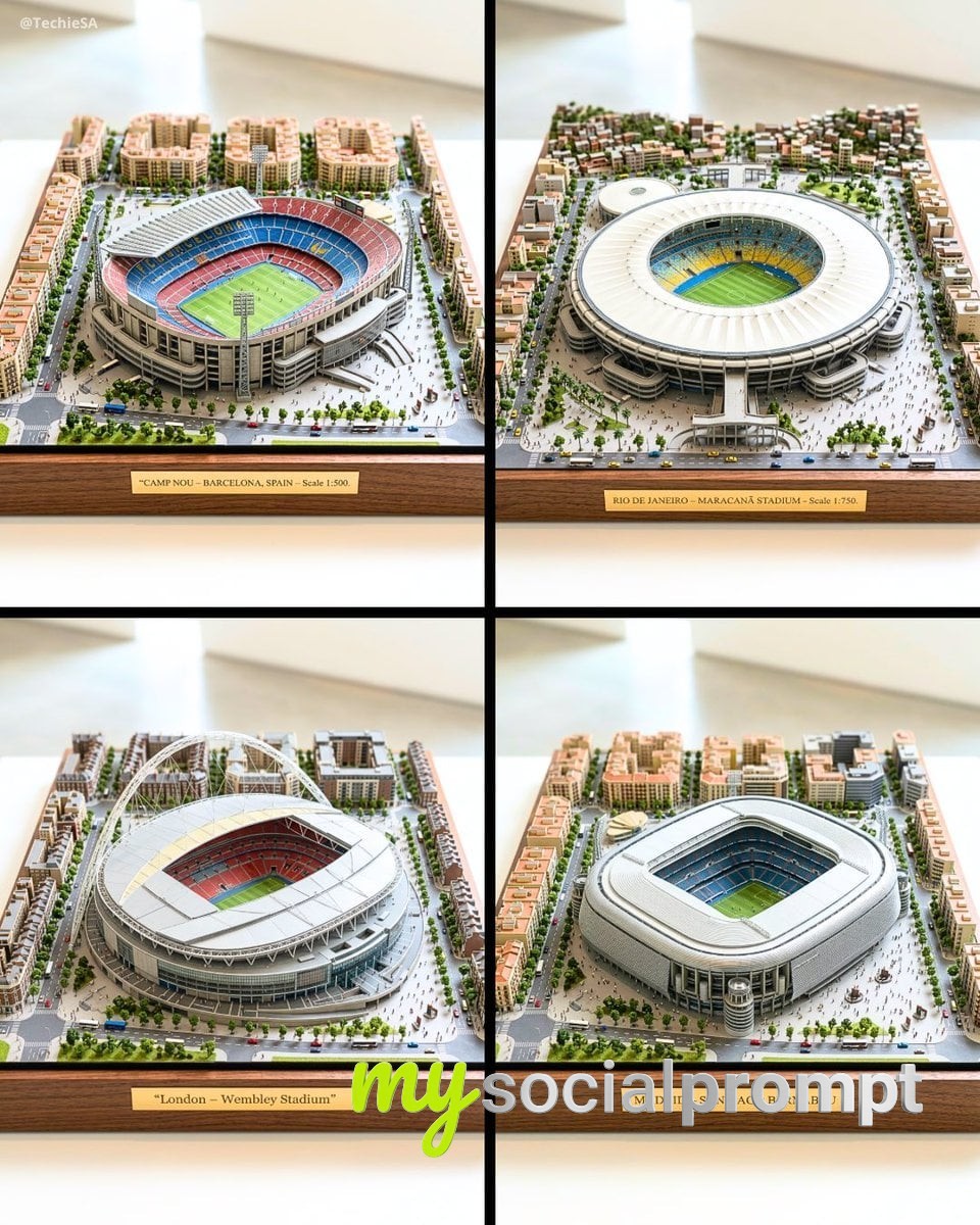nanobanana prompt: Museum-Quality Miniature Diorama of [STADIUM NAME], [CITY] – Ultra-Realistic Architectural Scale Model