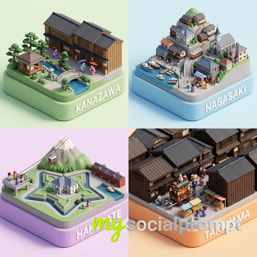 nanobanana prompt: Designer Vinyl Dioramas of Regional Architecture