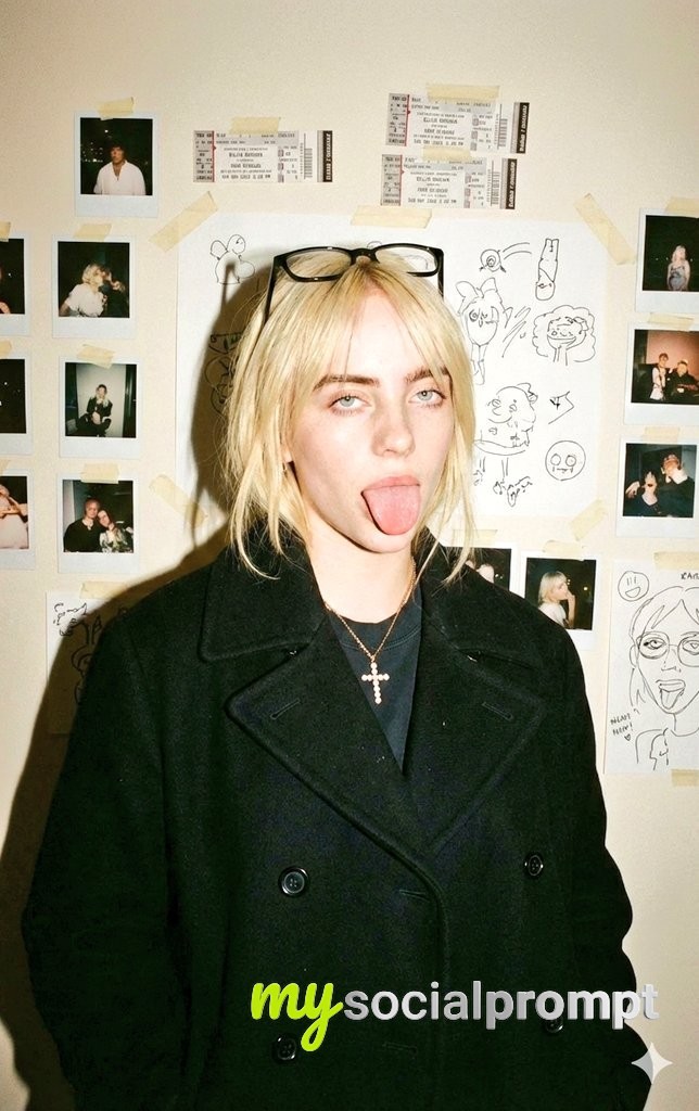 nanobanana prompt: 1990s Candid Portrait with Polaroid Wall and Flash Aesthetic