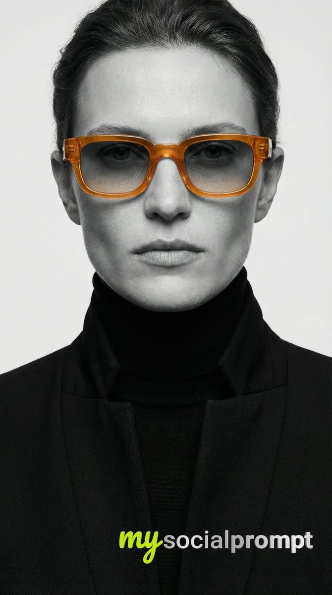 nanobanana prompt: Editorial Portrait with Selective Orange Color & Cinematic Lighting 2