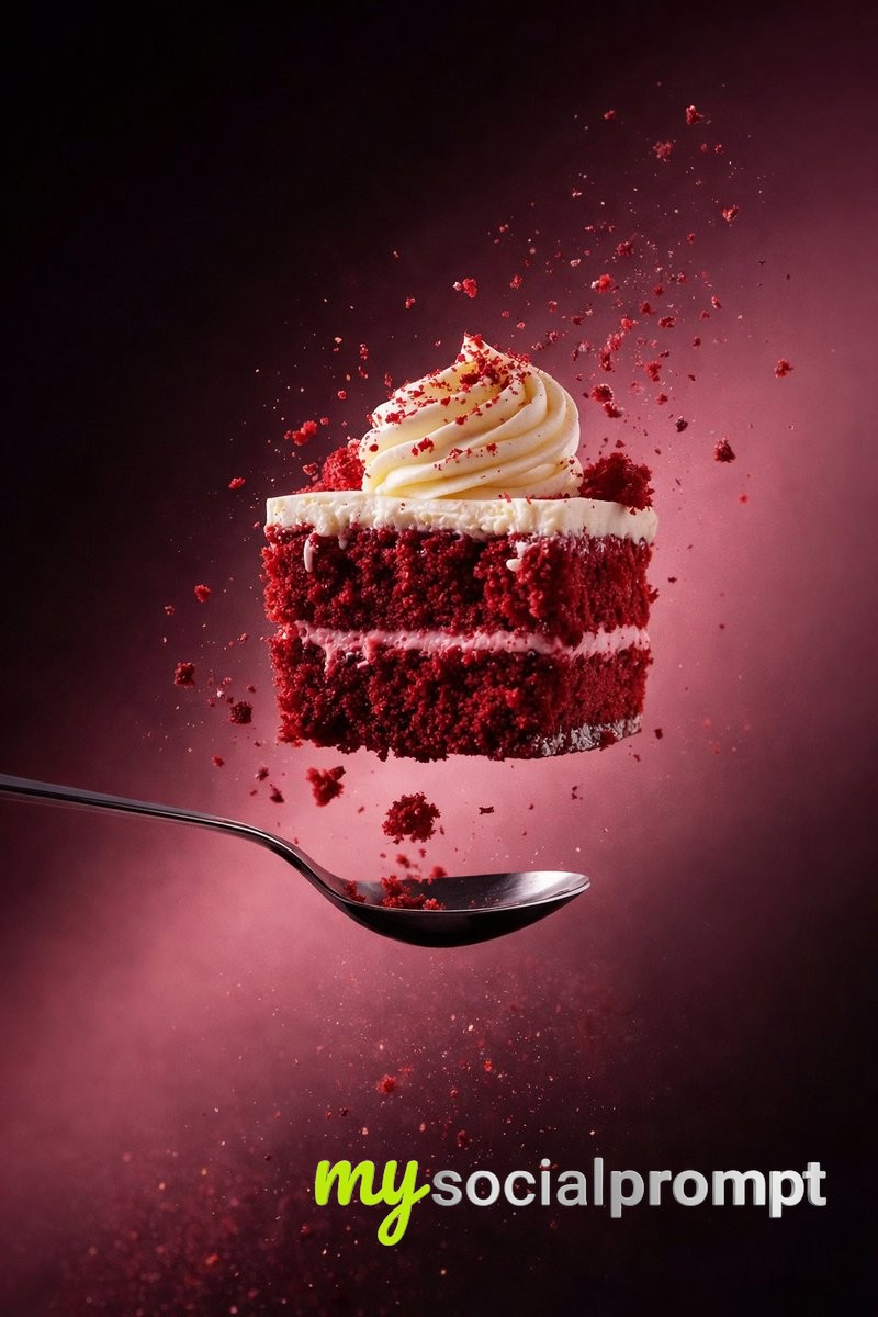 nanobanana prompt: Surreal Red Velvet Cube with Cinematic Studio Lighting 2