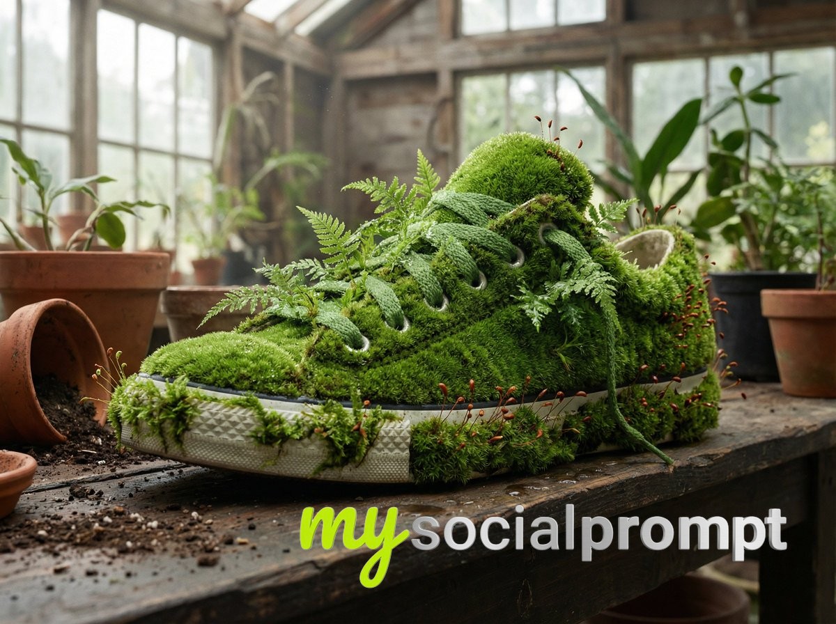 nanobanana prompt: Biophilic Product Photography with Living Moss Textures 3