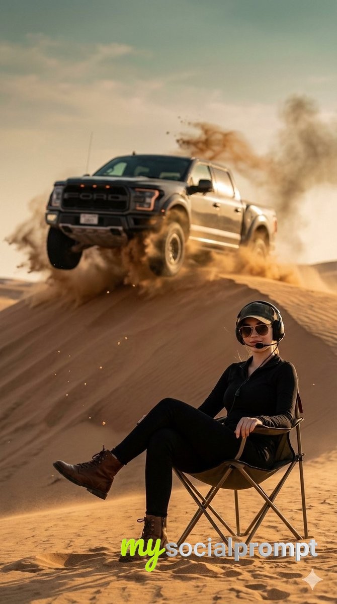 nanobanana prompt: Cinematic Desert Action with Identity-Preserved Portrait
