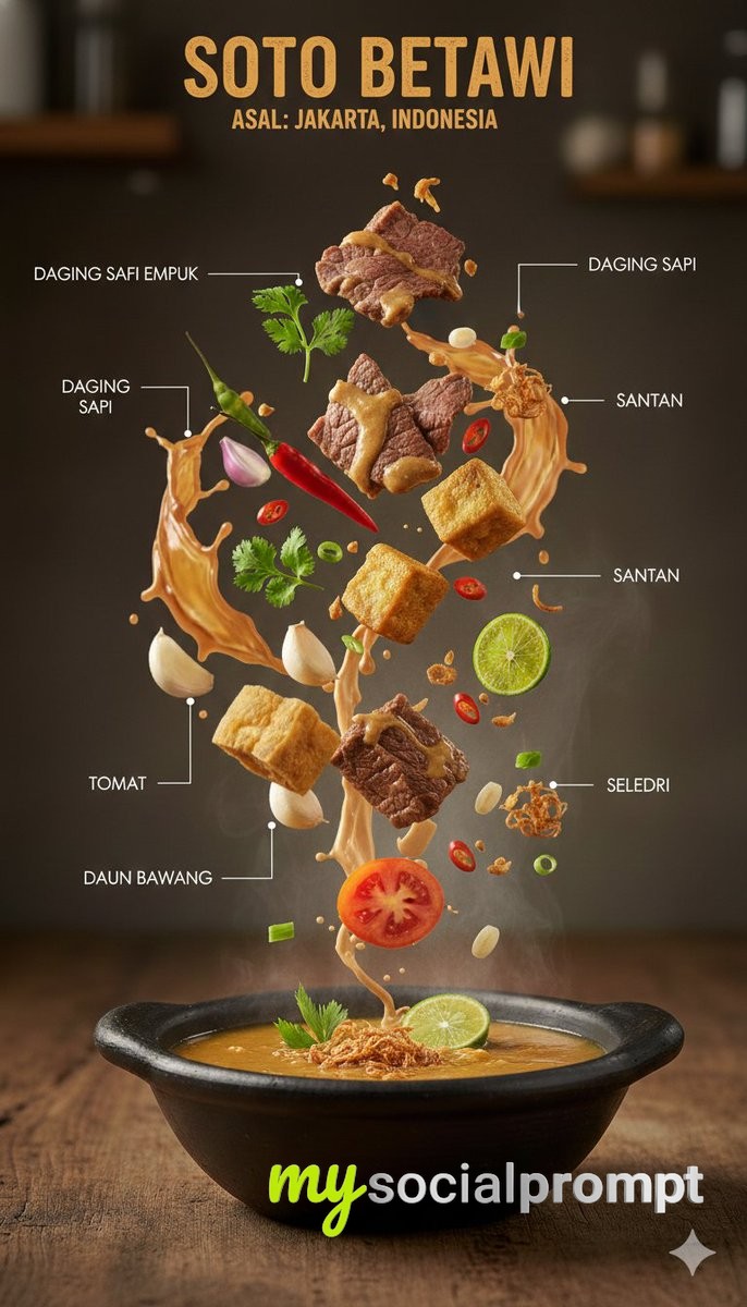 nanobanana prompt: Ultra-Realistic Indonesian Culinary Infographic with Cinematic Lighting 2