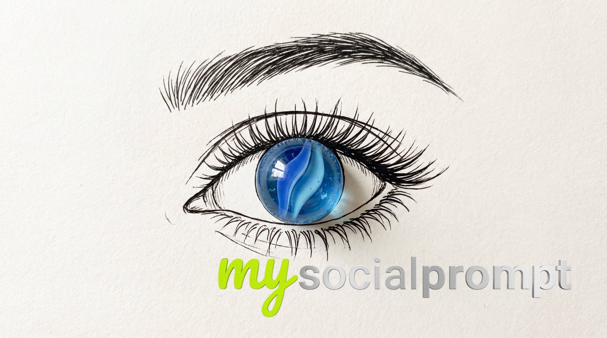 nanobanana prompt: Minimalist Mixed-Media Eye with Blue Marble Iris