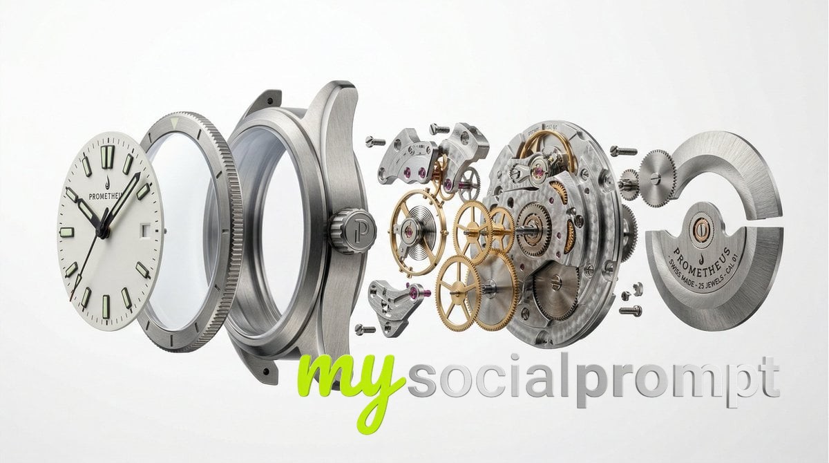 nanobanana prompt: Deconstructed Product Visualization – Braun Meets Leica Aesthetic