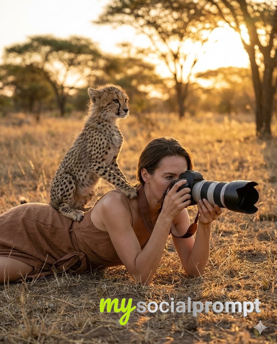 nanobanana prompt: Wildlife Photography with Cinematic Golden Hour Lighting