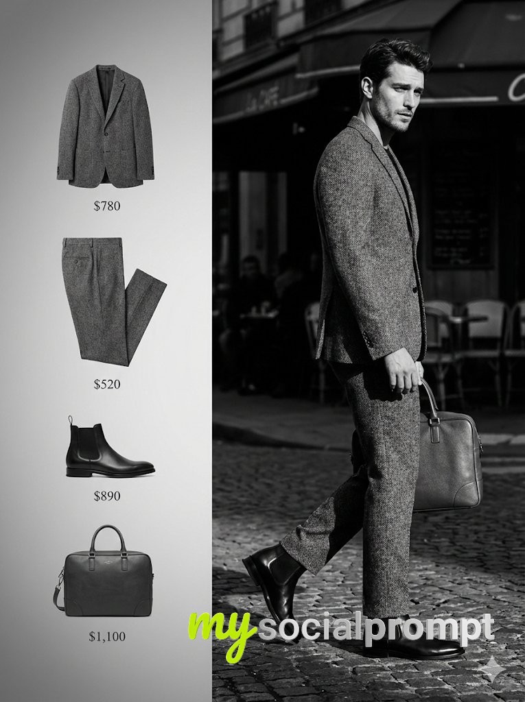 nanobanana prompt: Cinematic Black & White Editorial with Split Composition 2